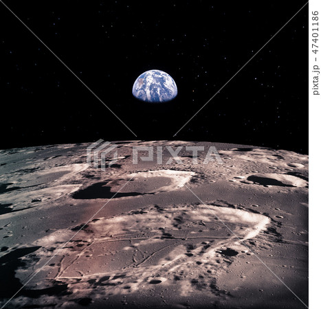 Earth rises above lunar horizon  47401186