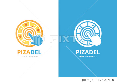 Vector pizza and click logo combination. Food and cursor symbol or icon. Unique pizzeria and digital 47401416