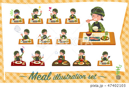 Flat Type Military Wear Women Mealのイラスト素材