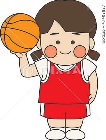 女性キャラクターバスケットボールのイラスト素材