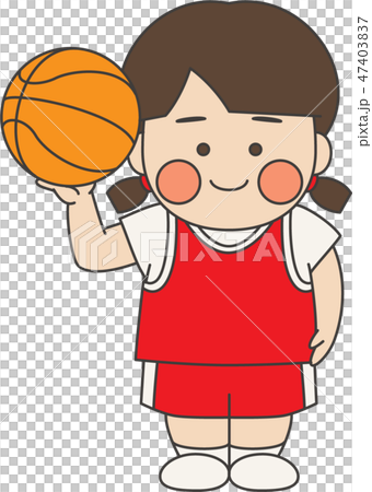 女性キャラクターバスケットボールのイラスト素材