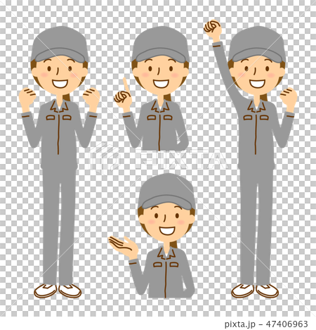 作業服帽子女性胸上全身セットグレー 作業服帽子女性胸上全身セットグレー 47406963