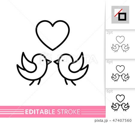 Bird romantic couple simple line love vector icon 47407560