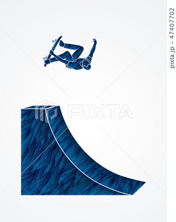 Skateboarder high jumping graphic vector Skateboarder high jumping graphic vector 47407702