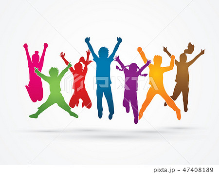 Group of children jumping graphic vector Group of children jumping graphic vector 47408189