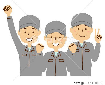 作業服帽子のシニア男性三人グレー 作業服帽子のシニア男性三人グレー 47410162