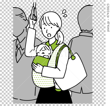 子連れ出勤をする女性。 47410823