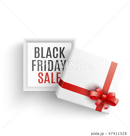 Black friday sale vector illustration with open white gift box with sign on bottom. Black friday sale vector illustration with open white gift box with sign on bottom. 47411328