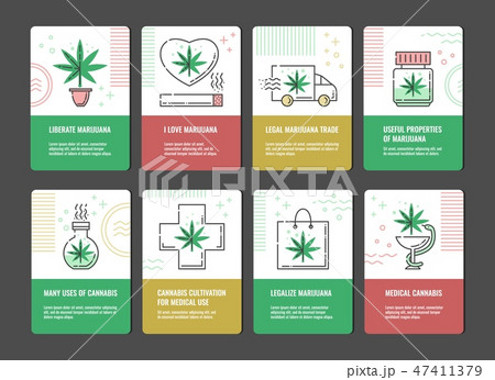 Vector illustration set of marijuana consumption and legalization banners. Vector illustration set of marijuana consumption and legalization banners. 47411379