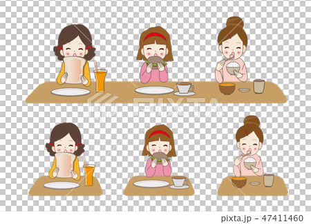 笑顔で食事をする女性3人 笑顔で食事をする女性3人 47411460