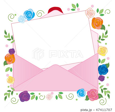 開いた封筒と便箋 花のイラスト素材 47411707 Pixta