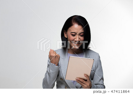 Asian 50s 60s years old Business Woman Stand suit 47411864