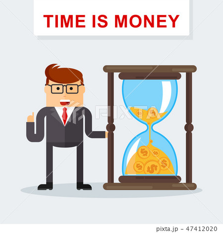 Businessman with hourglass. Time management. Time is money. Managing time resources 47412020