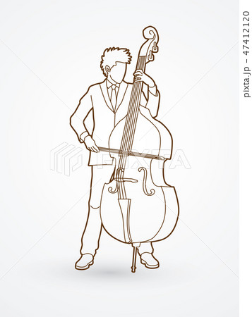 Double Bass Player Graphic Vectorのイラスト素材