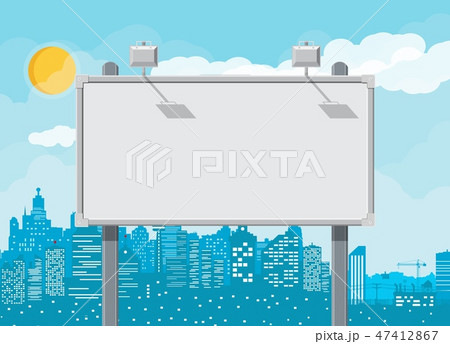 Empty urban billboard with lamp and cityscape 47412867