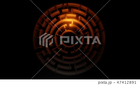 3D circular maze with a bright red flash 47412891