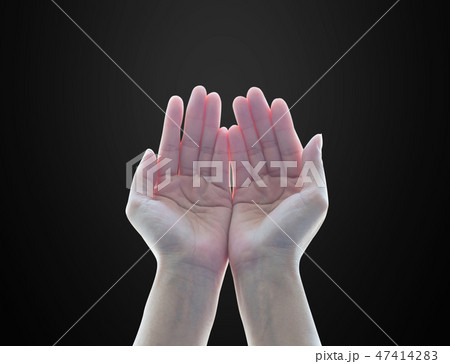 Isolated empty open woman hands in praying gesture 47414283