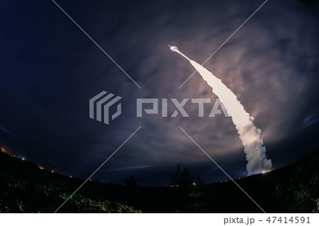 Missile launch at night. Missile launch at night. 47414591