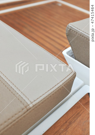 Sailboat bow, wood deck detail, 47415464