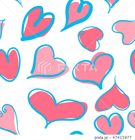 Seamless pattern with blue and pink hearts 47415977