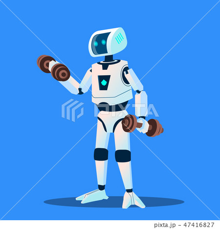 Robots Doing Sports In Gym Vector. Isolated Illustration 47416827