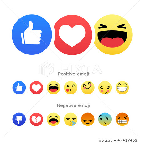 Set of positive and negative round emoji icons Set of positive and negative round emoji icons 47417469