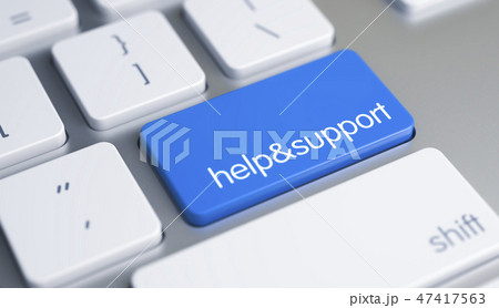 Helpandsupport - Inscription on Blue Keyboard Button. 3D. Helpandsupport - Inscription on Blue Keyboard Button. 3D. 47417563