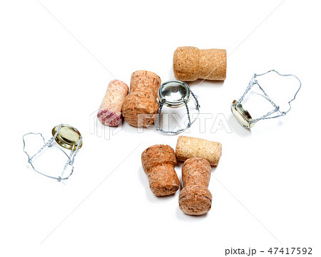 Corks from champagne wine and muselets Corks from champagne wine and muselets 47417592