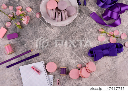Beautiful pink tasty macaroons 47417755