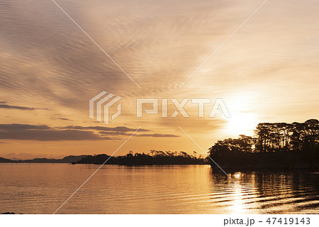 早朝　松島　福浦島　日の出　朝日 47419143