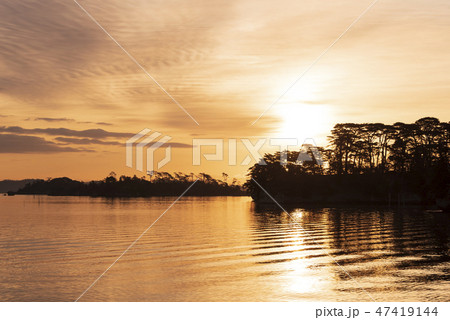 早朝　松島　福浦島　日の出　朝日 47419144