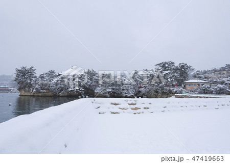 松島　五大堂　冬　雪　冬景色　 47419663