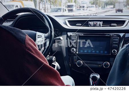 A fragment of the interior of a modern car. A fragment of the interior of a modern car. 47420226