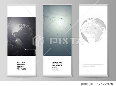 Vector layout of roll up banner stands, vertical flyers, flags design business templates. Futuristic Vector layout of roll up banner stands, vertical flyers, flags design business templates. Futuristic 47422976