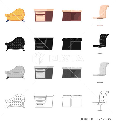 Isolated object of furniture and apartment logo. Set of furniture and home vector icon for stock. Isolated object of furniture and apartment logo. Set of furniture and home vector icon for stock. 47423351