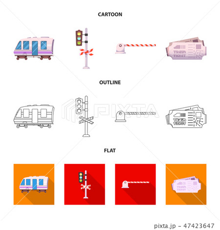 Isolated object of train and station sign. Collection of train and ticket vector icon for stock. 47423647