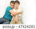 Dad and son spend time together fun 47424281