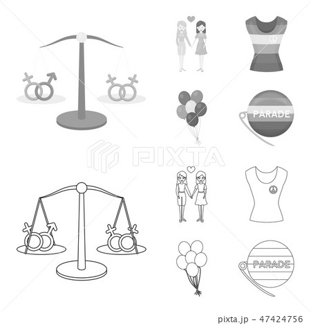 Lesbians, dress, balls, gay parade. Gay set collection icons in outline,monochrome style vector 47424756