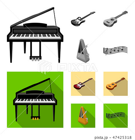 Musical instrument monochrome,flat icons in set collection for design. String and Wind instrument 47425318