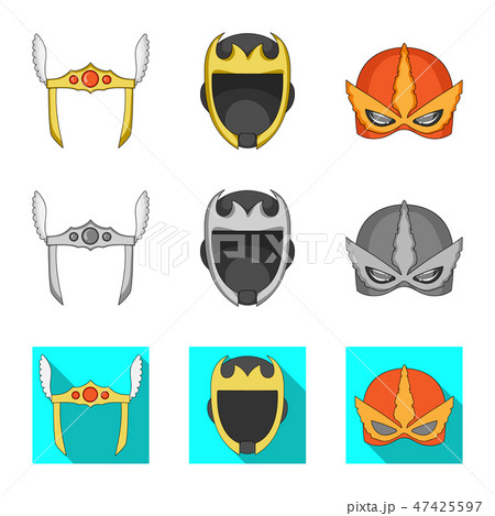 Isolated object of hero and mask sign. Collection of hero and superhero vector icon for stock. Isolated object of hero and mask sign. Collection of hero and superhero vector icon for stock. 47425597