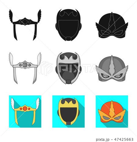 Vector illustration of hero and mask sign. Set of hero and superhero stock vector illustration. 47425663