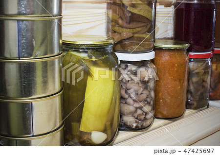 Storage shelves in pantry with homemade Storage shelves in pantry with homemade 47425697