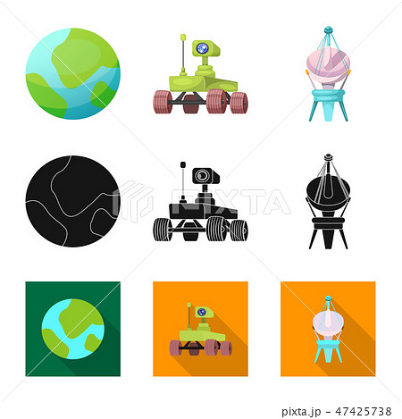 Isolated object of mars and space symbol. Collection of mars and planet stock symbol for web. 47425738