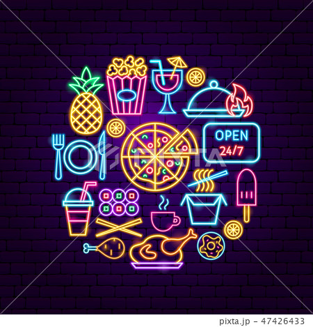 Fast Food Menu Neon Concept 47426433