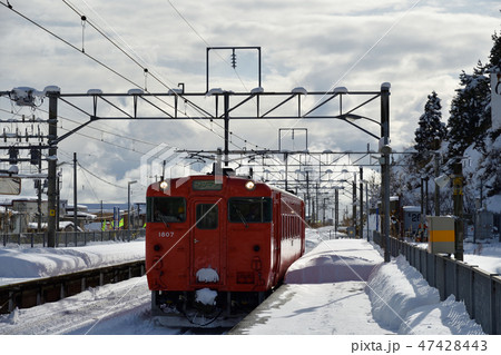 道南　いさりび鉄道　冬　函館　キハ４０　雪　オレンジ 47428443