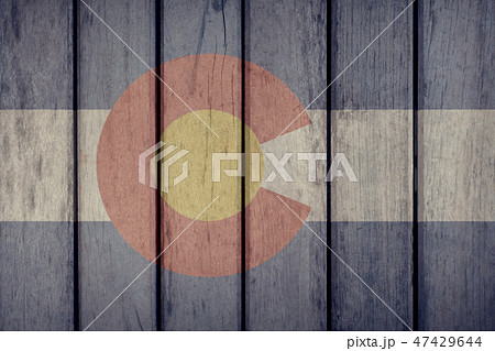 US State Colorado Flag Wooden Fence US State Colorado Flag Wooden Fence 47429644
