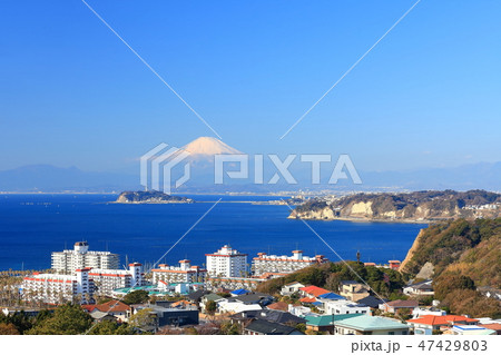 富士山と江の島と逗子マリーナ 富士山と江の島と逗子マリーナ 47429803