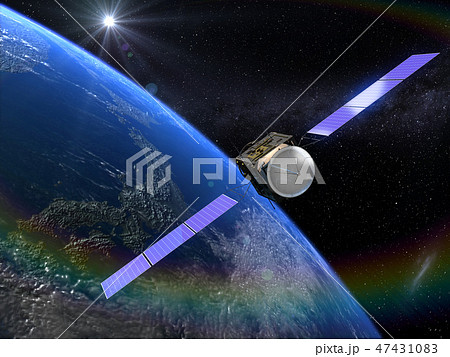 地球　CG　日本　ライジングサン 3D 　衛星 47431083