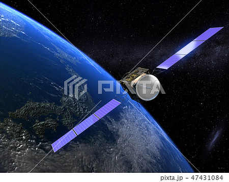 地球　CG　日本　ライジングサン 3D 　衛星 47431084
