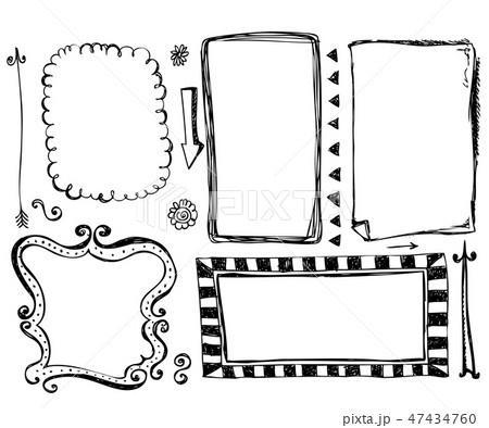 Hand drawn vector border line frames elements set  47434760